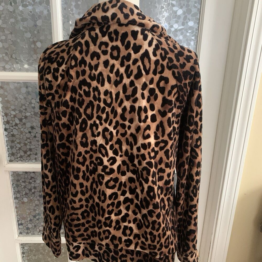 Jones New York Track Jacket Velour Leopard Print Sz M Full Zip - Picture 4 of 7
